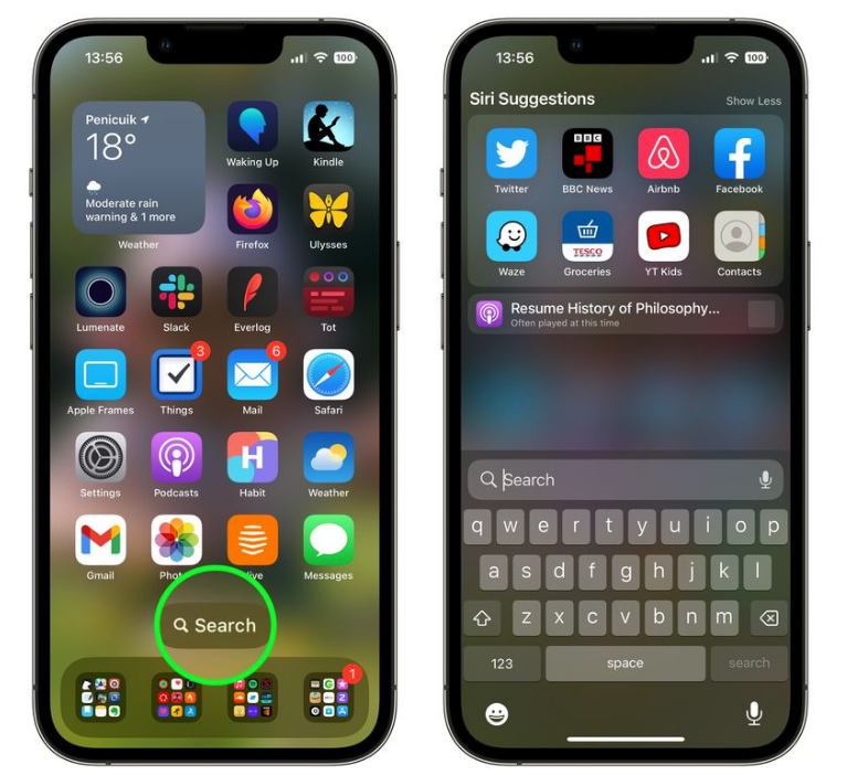 乐平苹果手机维修分享升级到 iOS 16 后，如何删除主屏幕上的搜索按钮 