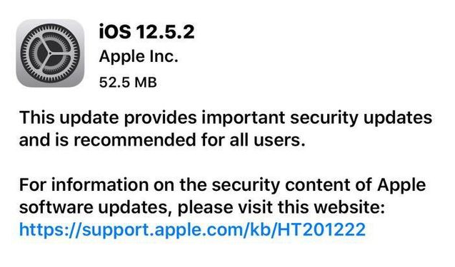 乐平苹果手机维修分享iOS12.5.2发布，建议所有老苹果用户安装 